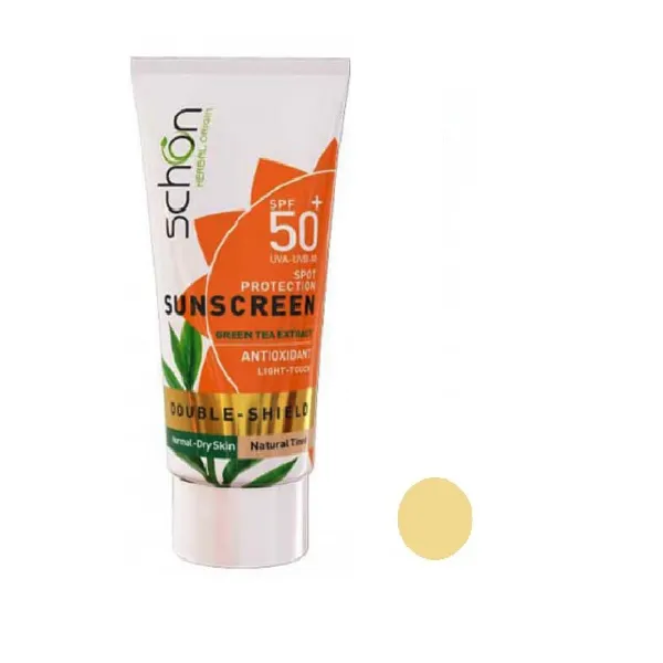 تصویر  کرم ضد آفتاب رنگی شون SPF 50 مدل دابل شیلد مناسب پوست های نرمال و خشک حجم 50 میلی لیتر
