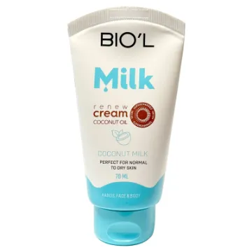 تصویر  کرم مرطوب کننده بیول مدل Coconut Milk حاوی پروتئین شیر و روغن نارگیل حجم 75 میلی لیتر