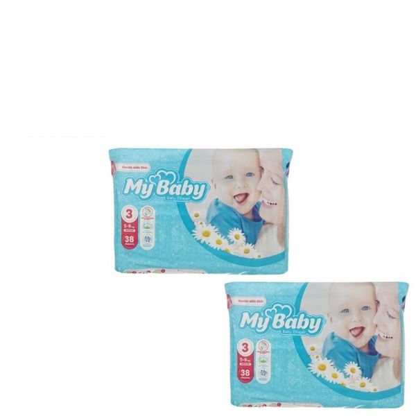 تصویر  پوشک کودک مای بیبی مدل Max Care سایز 3 سه بسته 38 عددی